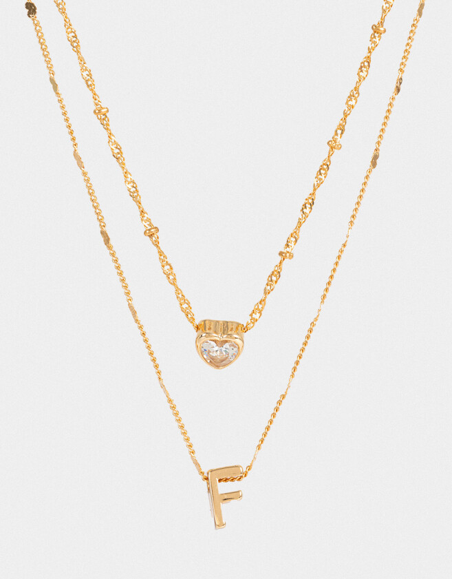 Collares Cortos Con cubic zirconia Collar Corto Cubic Inicial "f" - Dorado