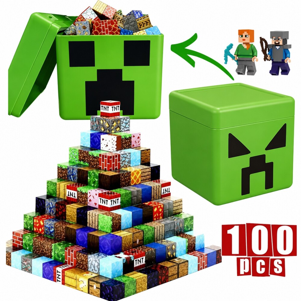 Bloques magnéticos en contenedor 100 piezas MINECRAFT creeper