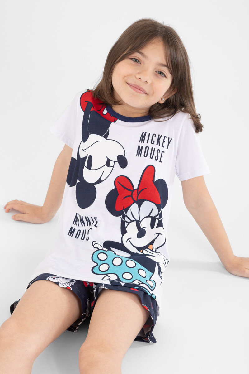 Pijama infantil minnie & mickey Blanco