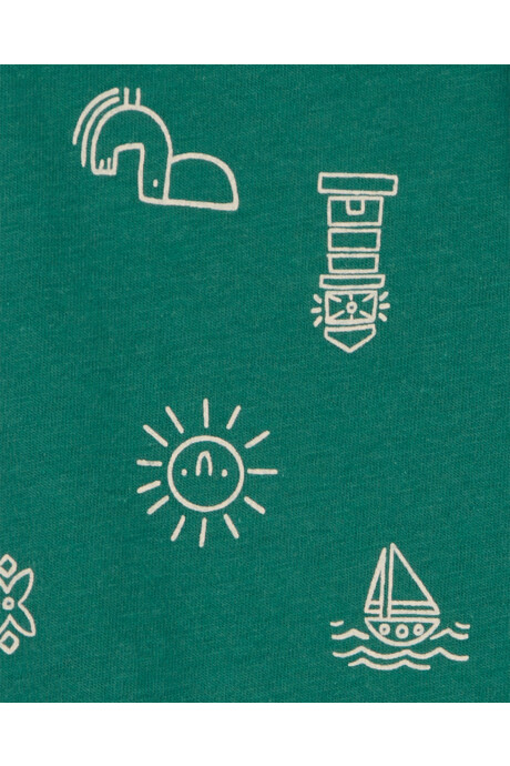 Monito corto de algodón, estampado Sin color