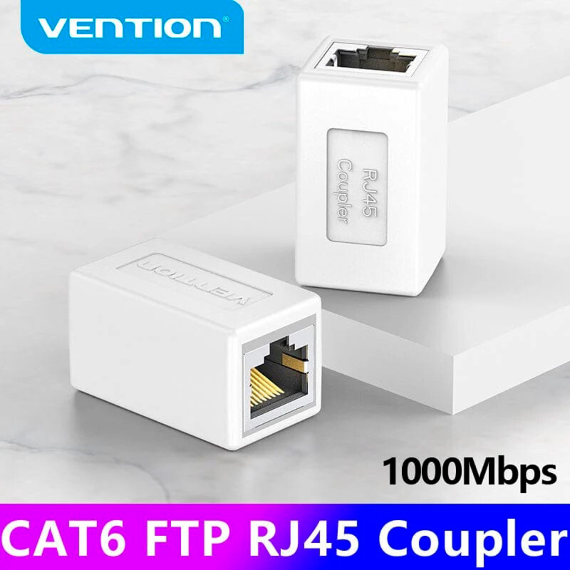 Adaptador Cupla de Cable Ethernet RJ45 CAT 6 VENTION IPVB0 Blanco