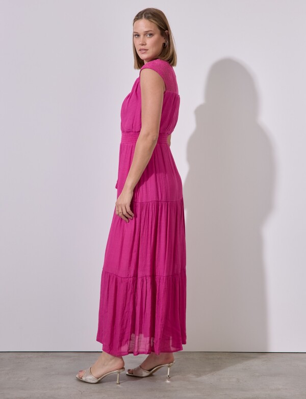 Vestido Maxi Encaje FUCSIA