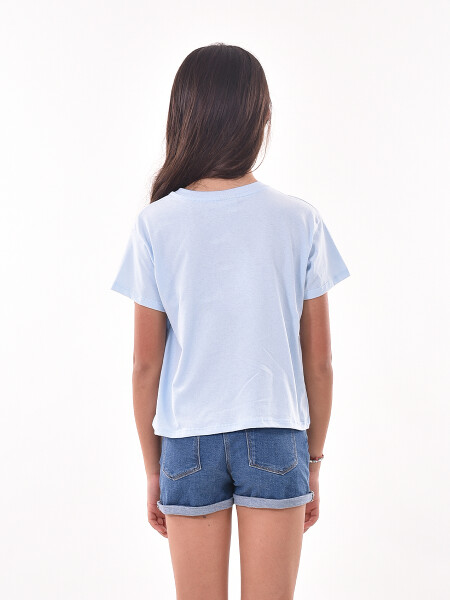 REMERA STITCH HOJAS CELESTE