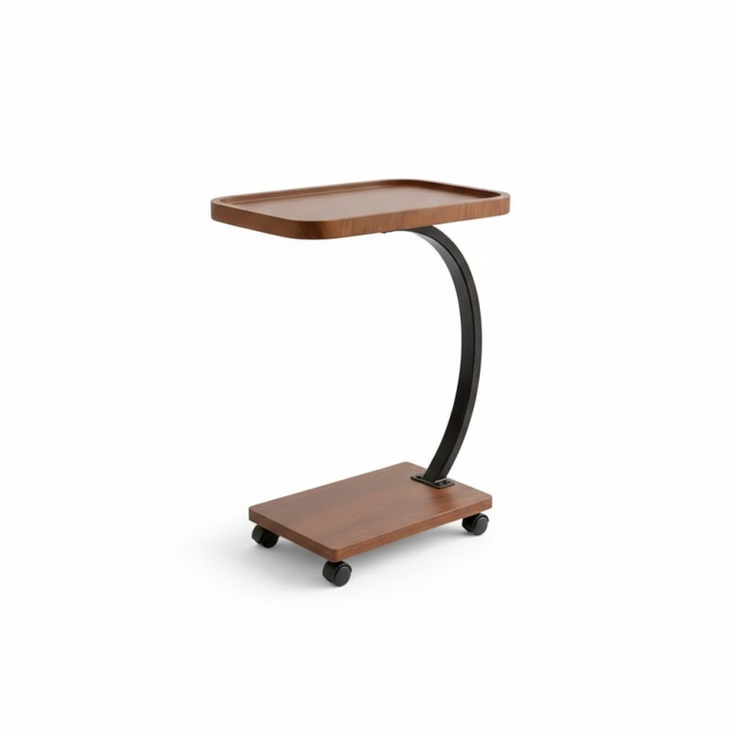 Mesa Auxiliar Lateral con Ruedas Metal y Madera Mesa Auxiliar Lateral con Ruedas Metal y Madera