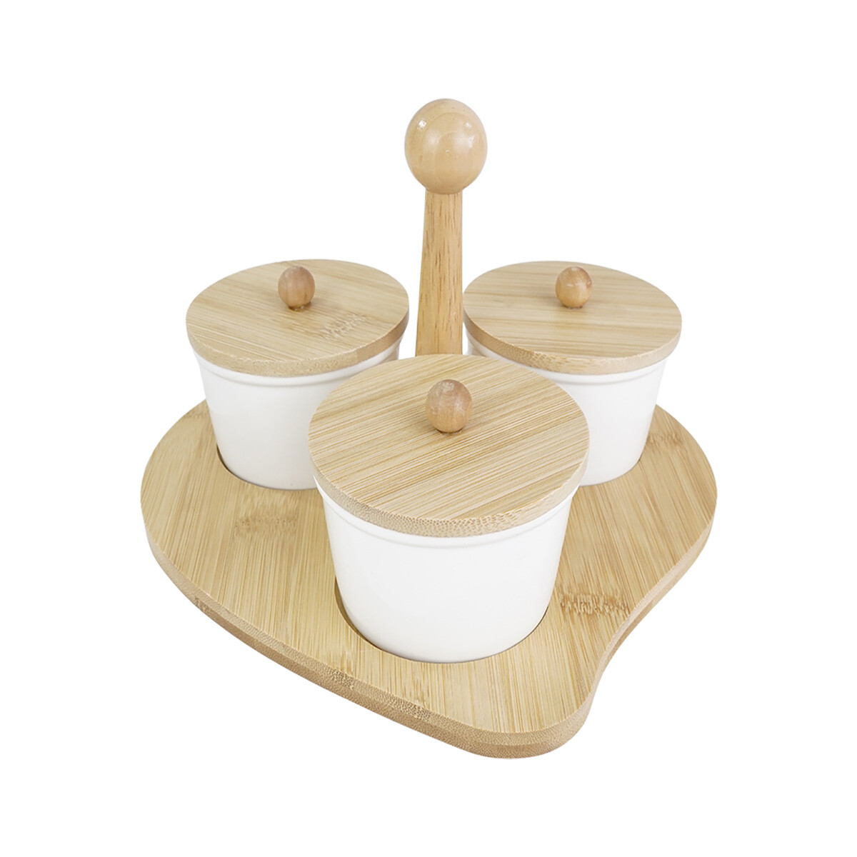 SET X3 RECIPIENTES PARA CONDIMIENTOS EN CERAMICA BLANCA 