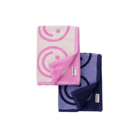 TOALLAMANOSX2 Set X 2 Toallas De Mano 76x51cm Baggu - Happy Pink Blue
