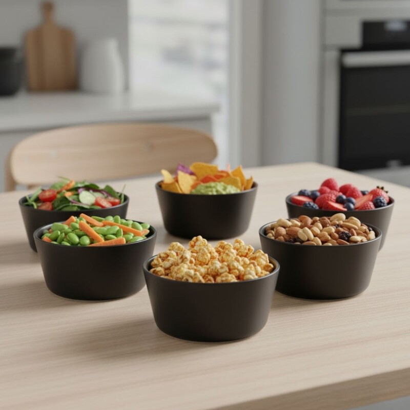 Set x6 Bowl recto Stoneware 700 ml NEGRO