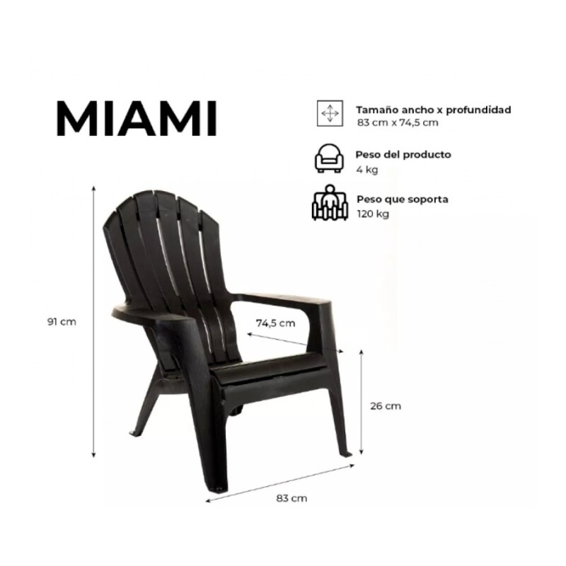 Sillón Miami Negro Gardenlife Sillón Miami Negro Gardenlife