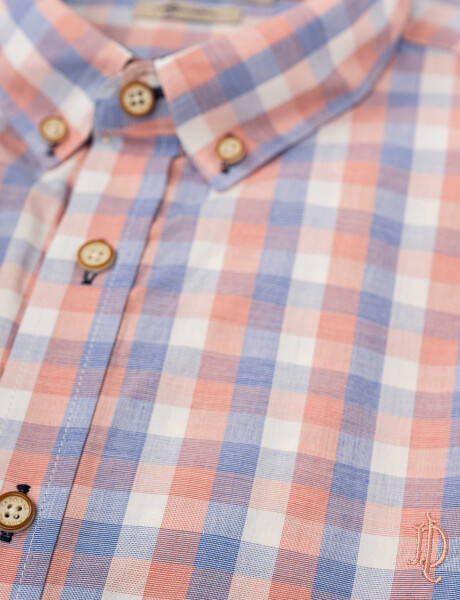 Camisa m/l cuadro-rayas celeste