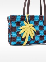 Bolso Tote De Crochet Con Colgante azul