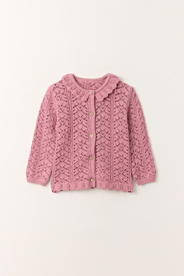 Saco tejido volado en cuello Rosa