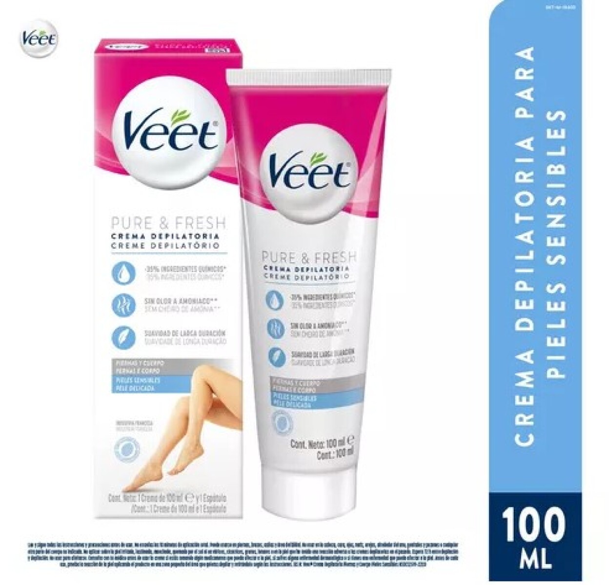 Veet crema depilatoria piernas y cuerpo - piel sensible 