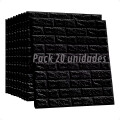 Revestimiento Paneles De Pared Autoadhesivos Ladrillo Negro X20