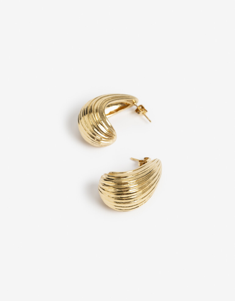 Aros Colgantes Cortos Metal Aros Cortos De Acero - Dorado