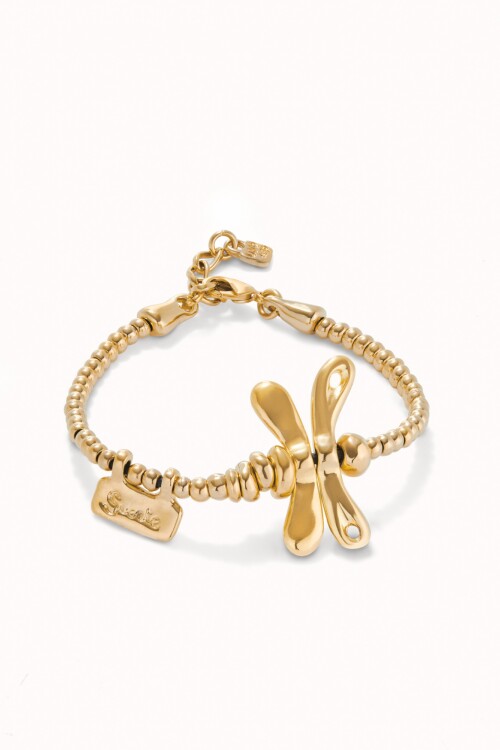 PULSERA ELASTICA CON LIBÉLULA BAÑADA EN ORO DE 18K Pulsera