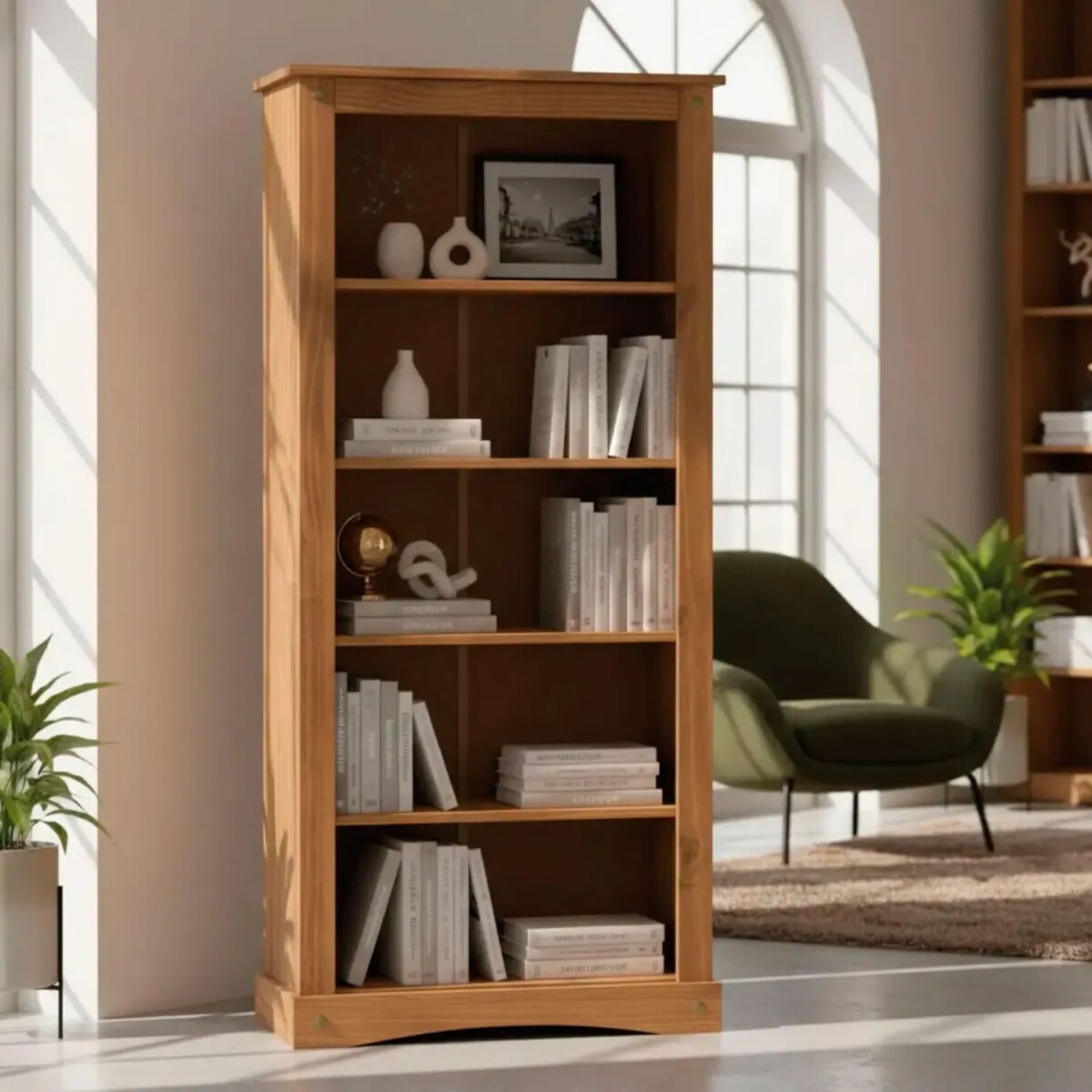 Estantería Biblioteca Lumax 5 Niveles 180x80x38 cm madera maciza 