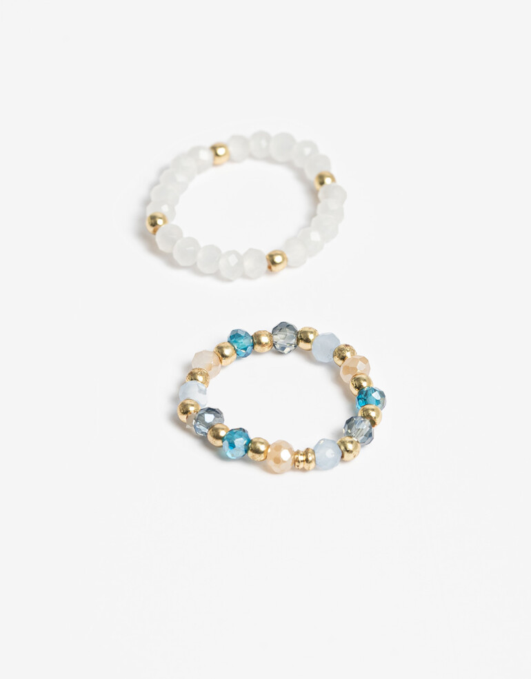 Sets Anillos Canutillos Set De Anillos Con Beads - Dorado