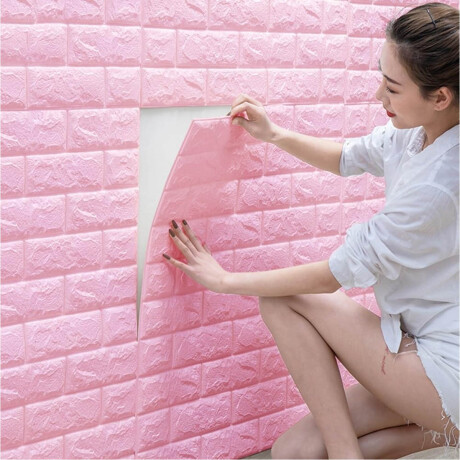 Revestimiento 3D Placas Autoadhesivas 70x77cm Pvc 8mm Rosa