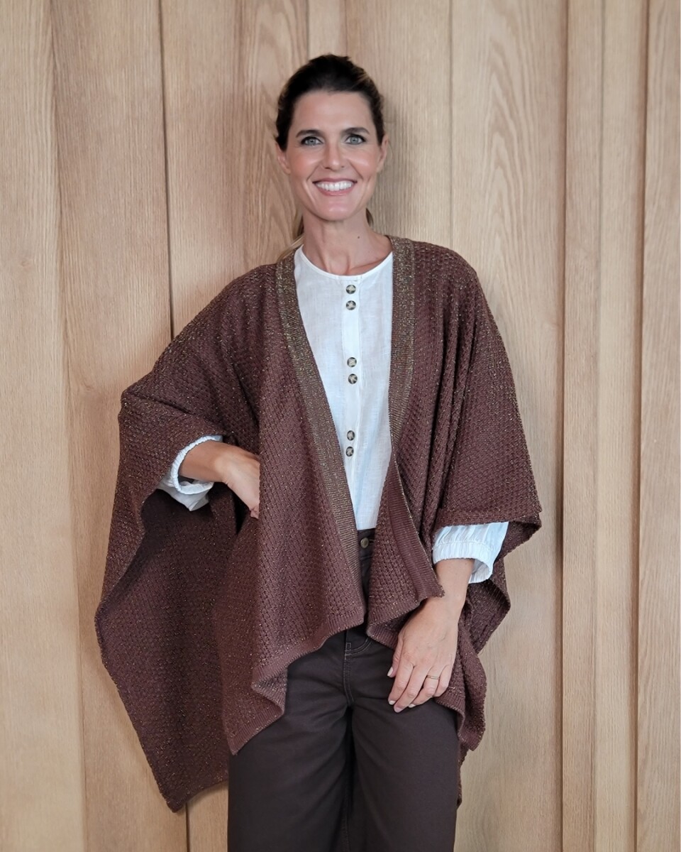Ruana Samba - Chocolate lurex dorado 