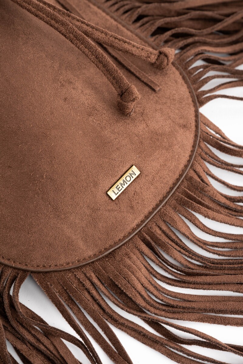 Cartera Flecos Gamuza Vegana Chocolate