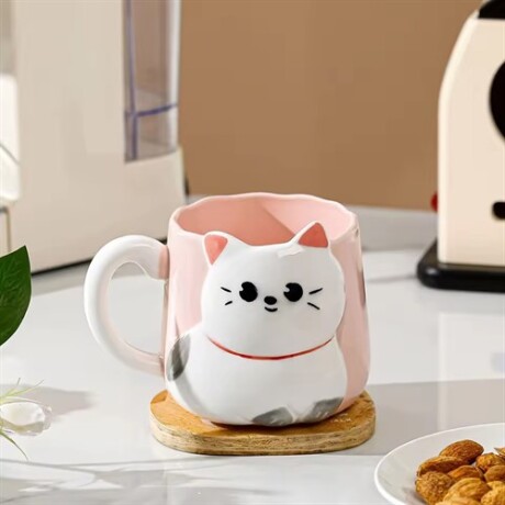 Taza de ceramica gato Rosado