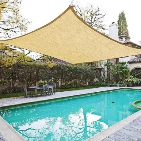 Toldo Vela Sombreadora Malla Sombra 5x5 Cuadrada Beige Marrón Claro Toldo Vela Sombreadora Malla Sombra 5x5 Cuadrada Beige Marrón Claro