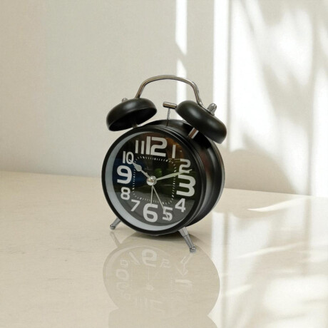 Reloj despertador retro metálico de campana doble 8*12 Negro