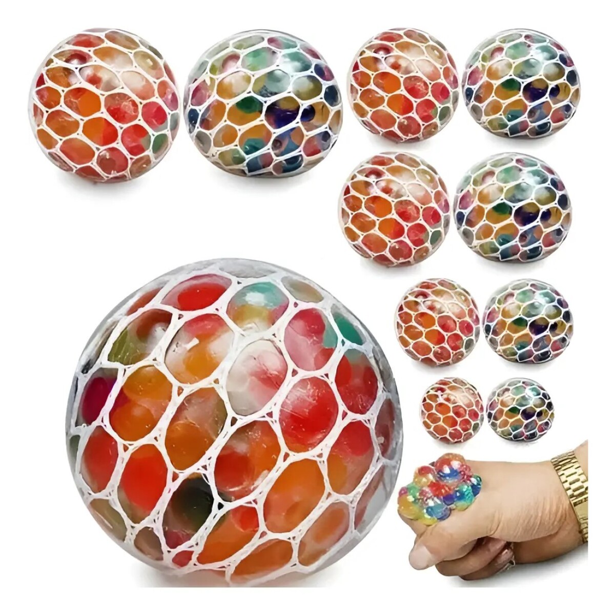 Pelota Squishy con Malla 10 Orbit Antiestres Sensorial 
