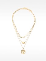 Set De Collares Con Eslabones Y Colgante dorado