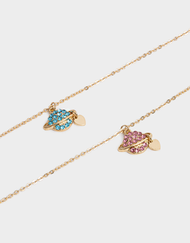 Collares para compartir Con strass Set De Collares Para Compartir De Planetas - Dorado