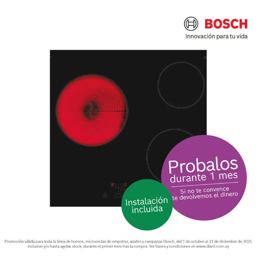 Placa vitrocerámica Bosch 60 Cm PKM61RAA8E Placa vitrocerámica Bosch 60 Cm PKM61RAA8E
