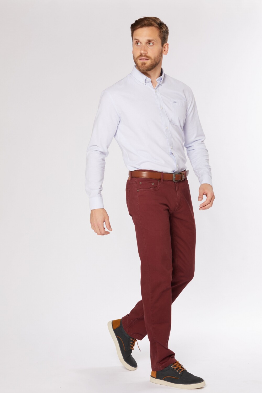 PANTALÓN 5 BOLSILLOS CON SPANDEX Bordo Oscuro