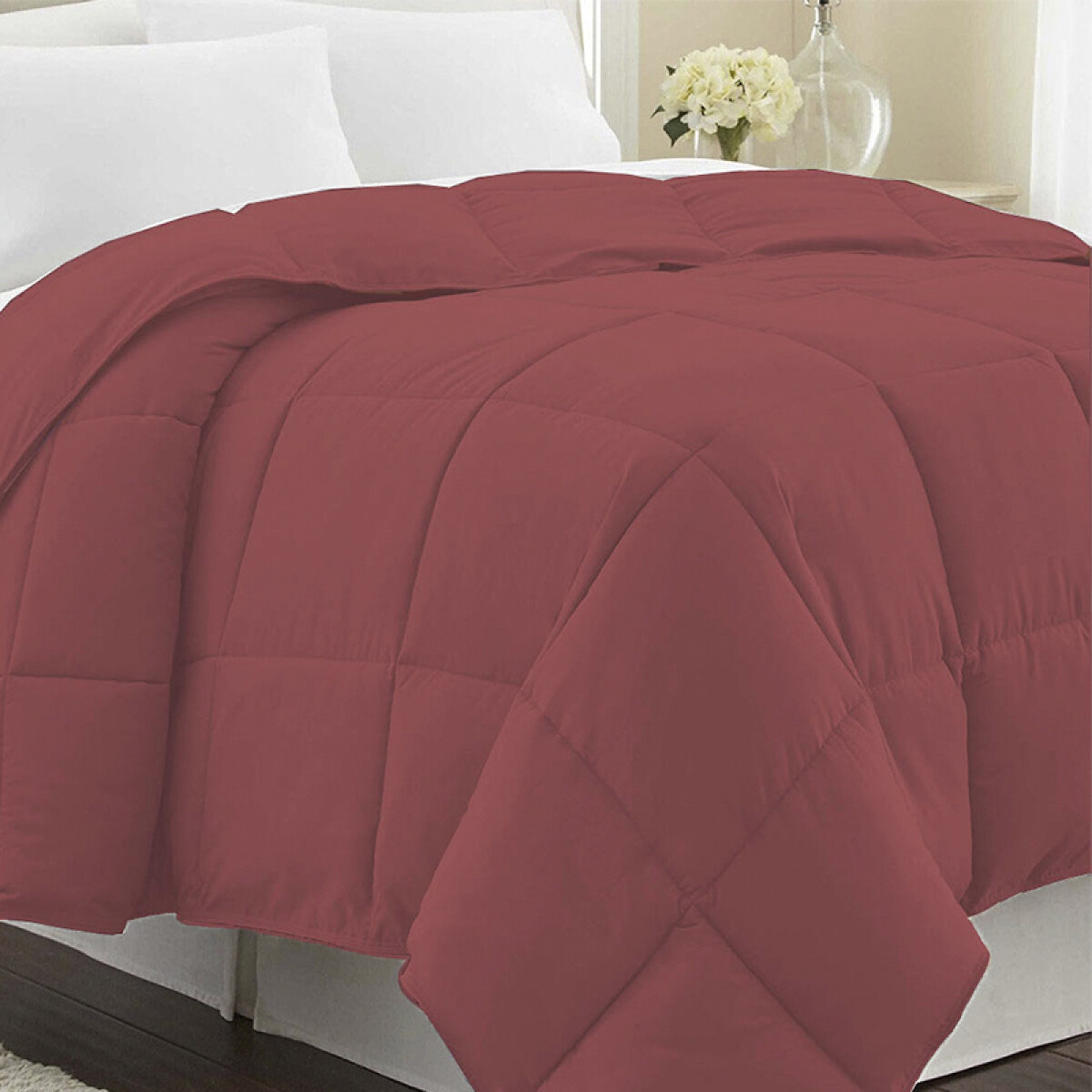 Acolchado de Plumas 1 Plaza Home Class 150 x 220 cm - BORDO 