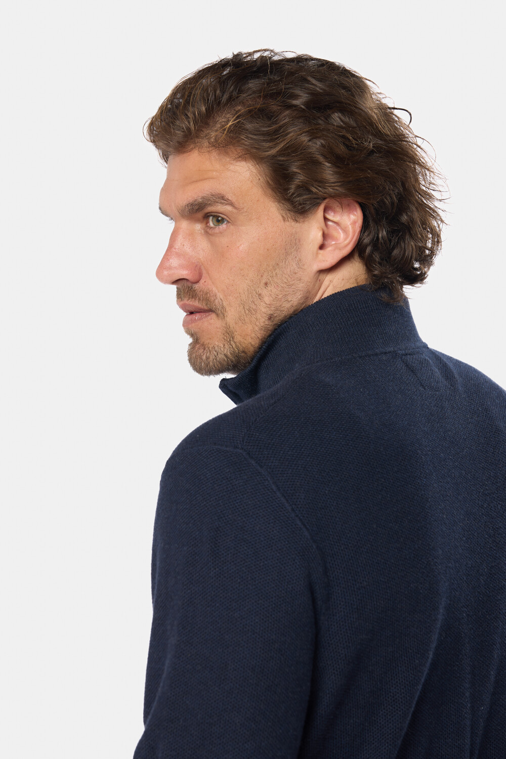 BUZO TEXTURADO MEDIO CIERRE Azul