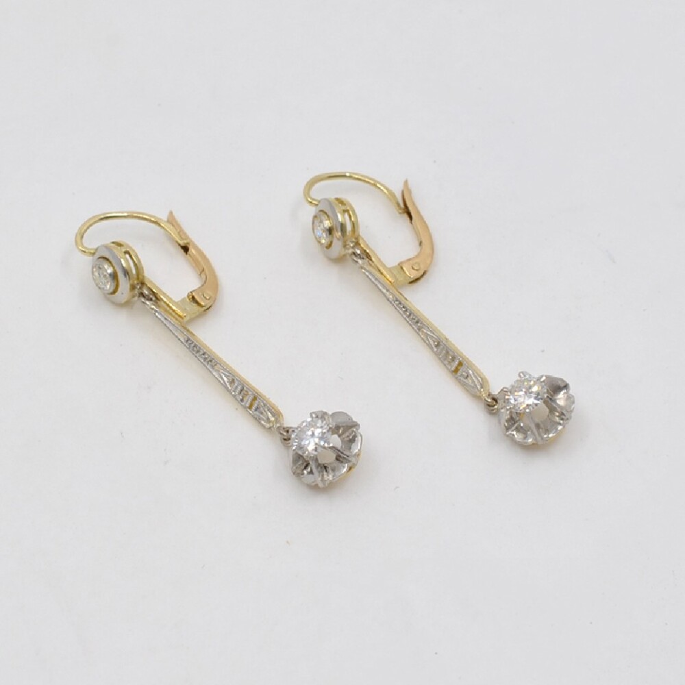 Caravanas Antiguas En Oro 18K Y Brillantes Caravanas Antiguas En Oro 18K Y Brillantes
