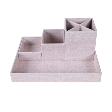 ORG ESCRITORIO 4 PIEZAS PAPEL NATURAL-BEIGE LENA
