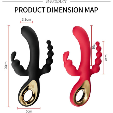 Vibrador Triple Estimulación Vagina Clítoris y Ano USB Vibrador Triple Estimulación Vagina Clítoris y Ano USB