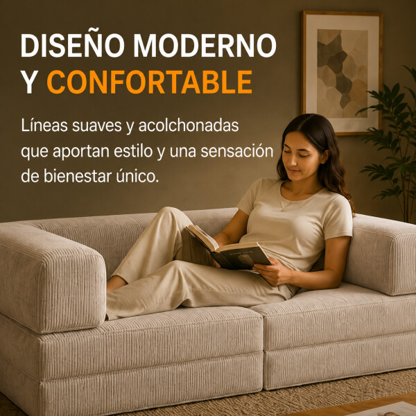 Sofá Sillón Cama ComboHome Teddy Premium 3 Cuerpos Corderoy Marrón 1