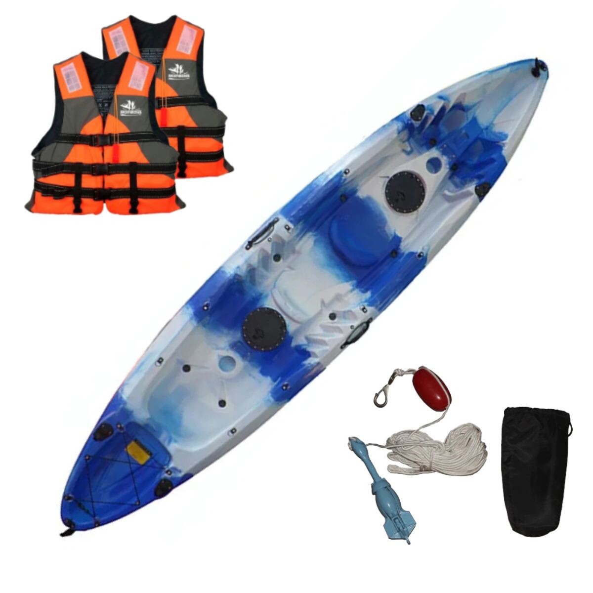 Kayak triplo 2 adultos + 1 niño - Azul blanco 