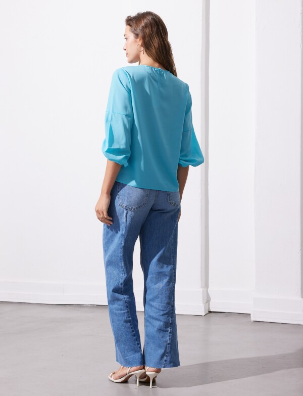Blusa Manga Balloon CELESTE