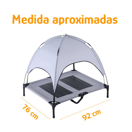 Cama Catre C/Techo P/Mascotas 92x76cm Reforzada Plegable Gris