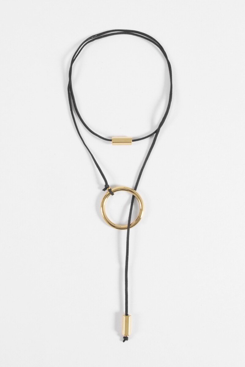 Collar cordón aro acero dorado