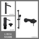 JUEGO DE GRIFERIA INCLUYE LAVATORIO ALTO,BIDET Y DUCHA EXT NEGRO