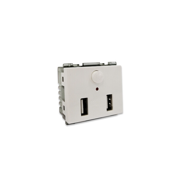Mód. cargador p/2 USB-A 2.1A blanco - Atenea Plus M48280