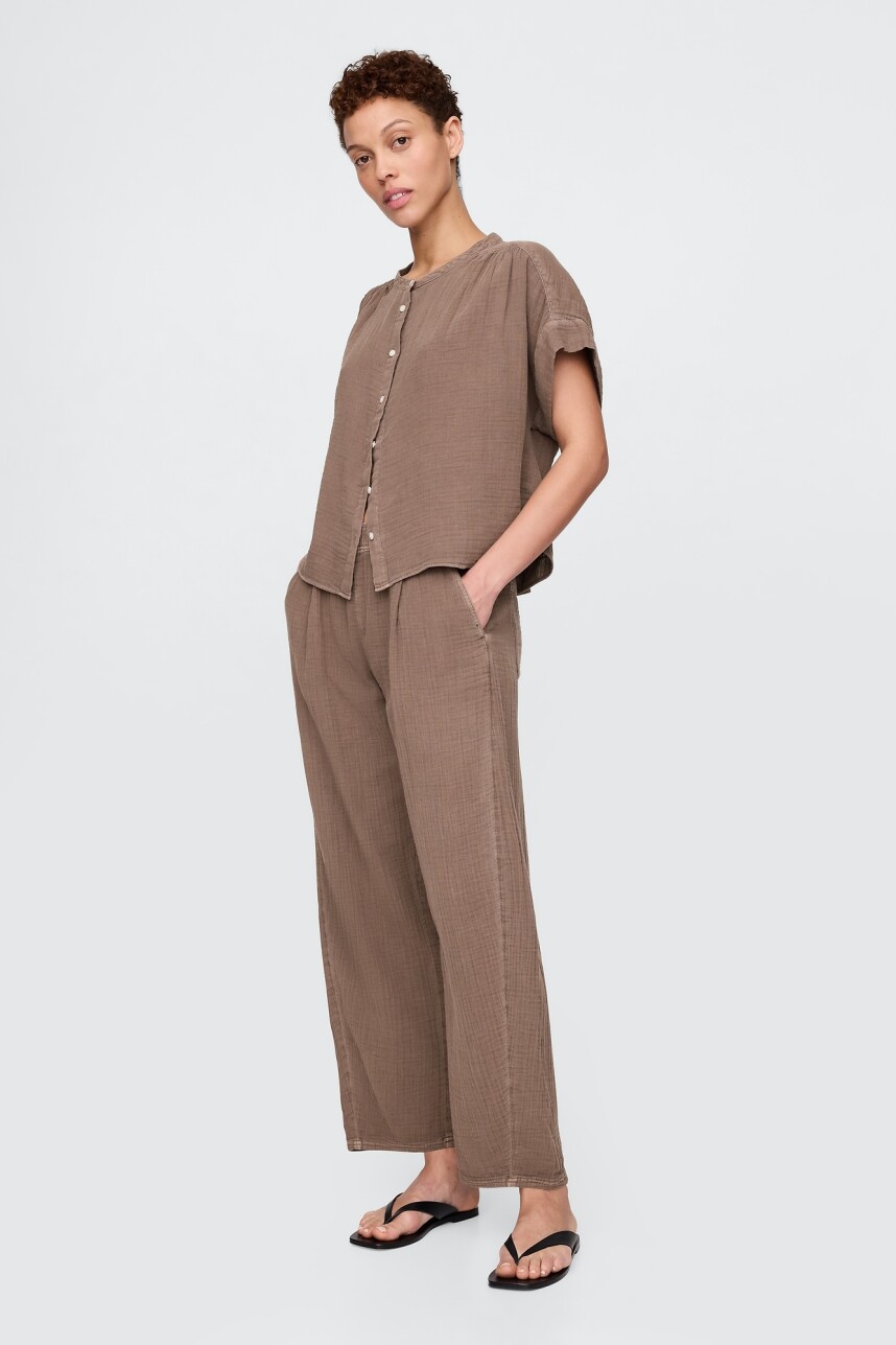 Camisa Muselina Manga Corta Mujer Arrow Brown