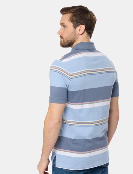 REMERA POLO RAYADA JERSEY Celeste