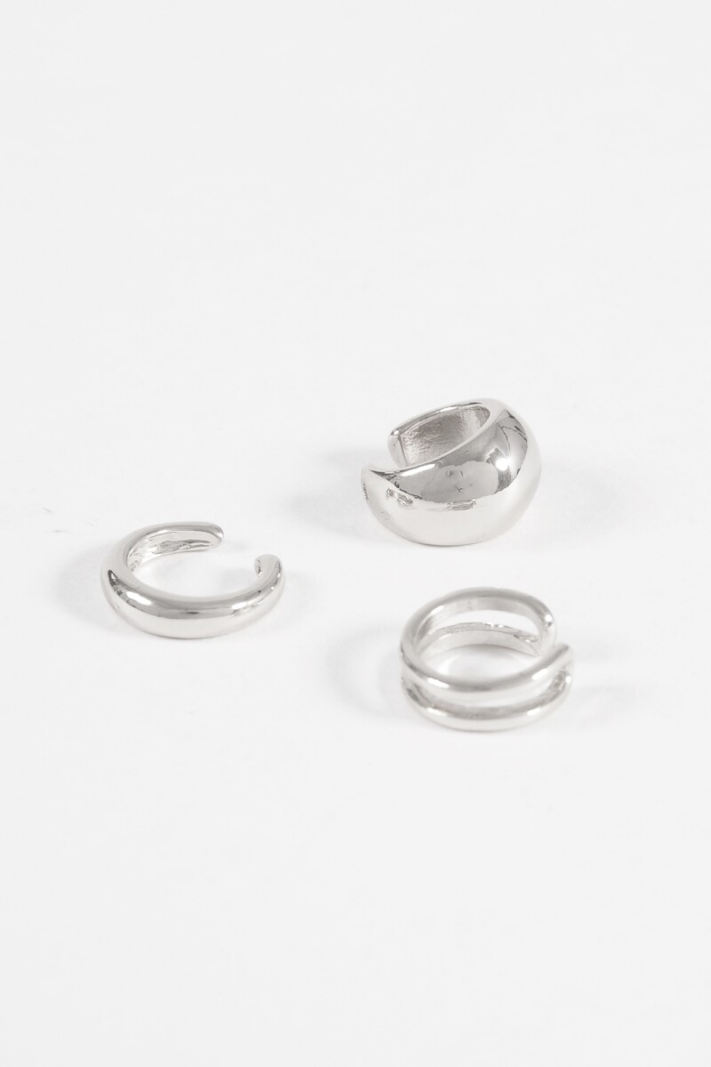Set earcuff triple bold plateado