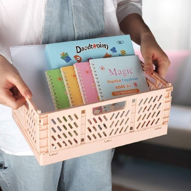 Caja de almacenamiento plegable mediano rosa