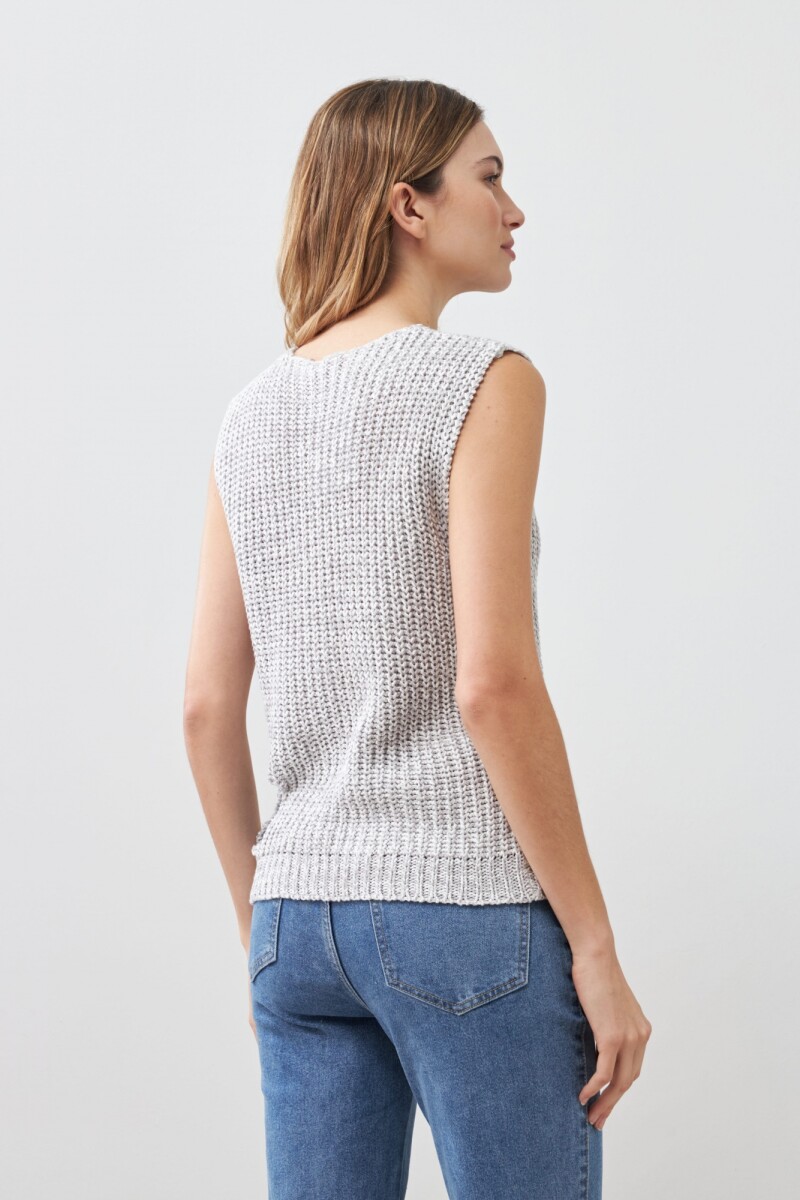 Chaleco tejido con botones gris