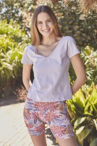Top Algodón Elastano Lila Hielo